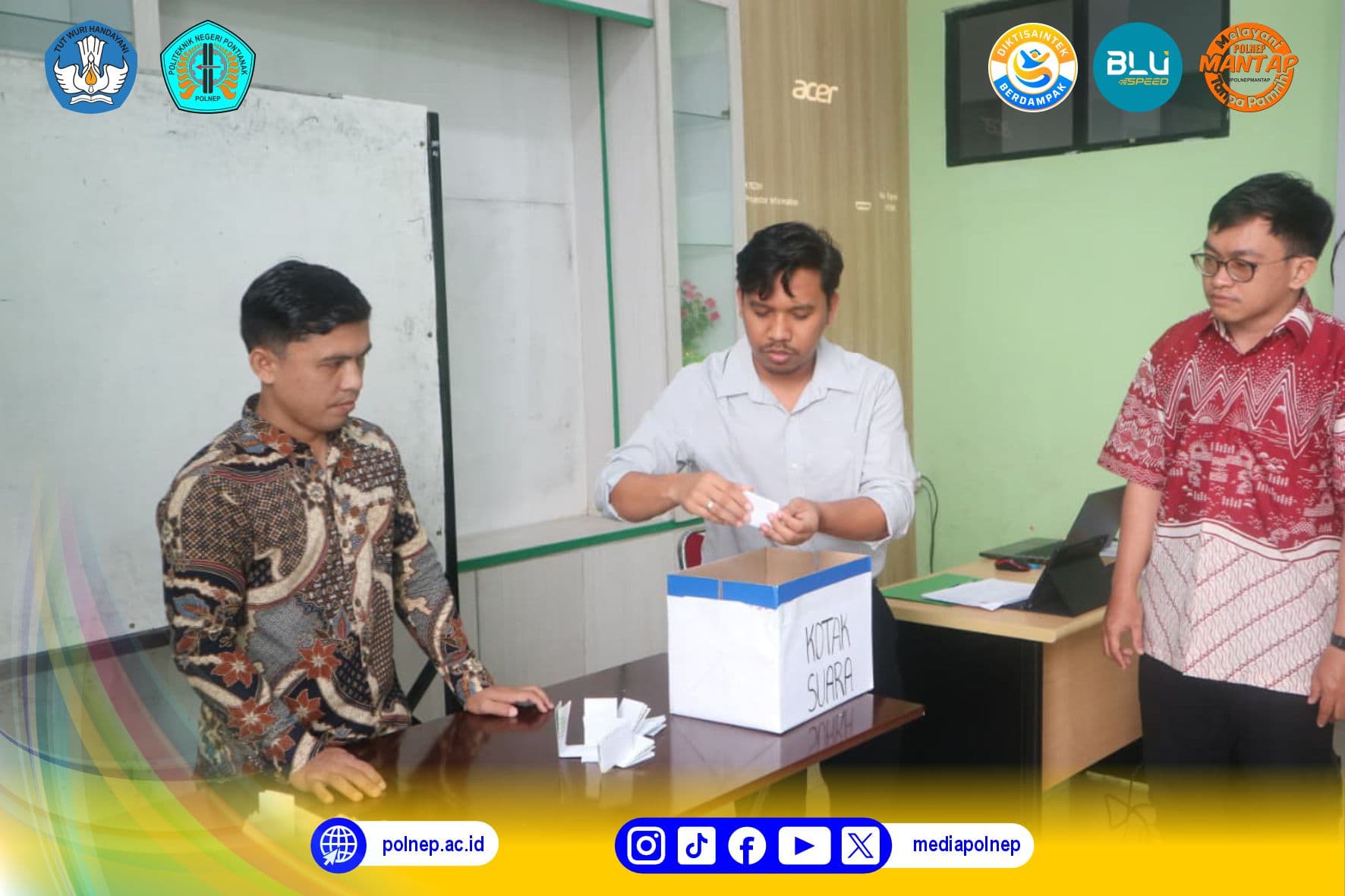 POLITEKNIK NEGERI PONTIANAK SUKSES GELAR PEMILIHAN ANGGOTA SENAT DI DELAPAN JURUSAN MELALUI TIGA UNSUR BERBEDA : UNSUR EX OFFICIO, PROFESOR, DAN NON-PROFESOR