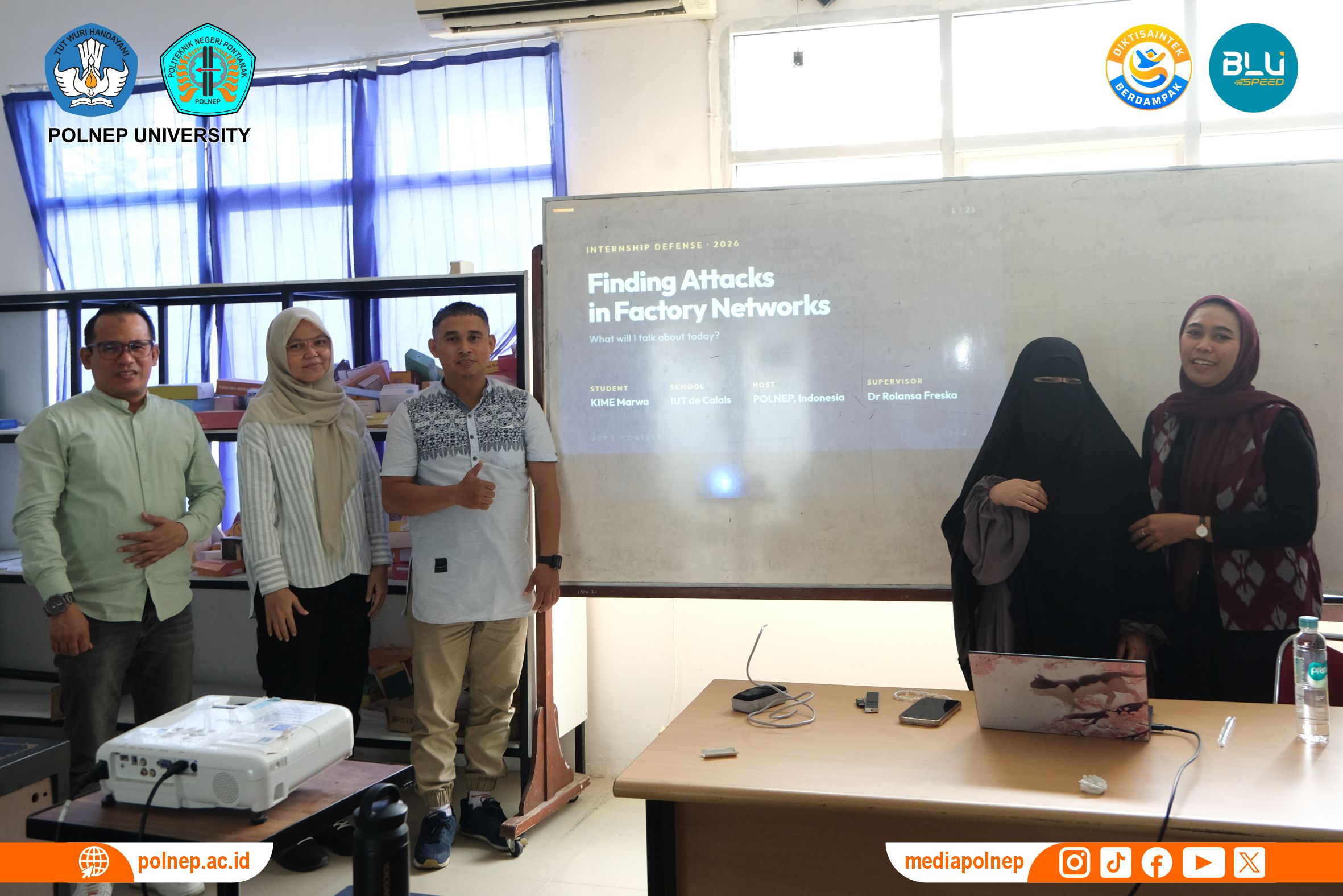 AKHIRI PROGRAM PERTUKARAN MAHASISWA DI POLNEP, MARWA KIME PRESENTASIKAN TUGAS AKHIR TENTANG SERANGAN SIBER PADA JARINGAN INDUSTRI